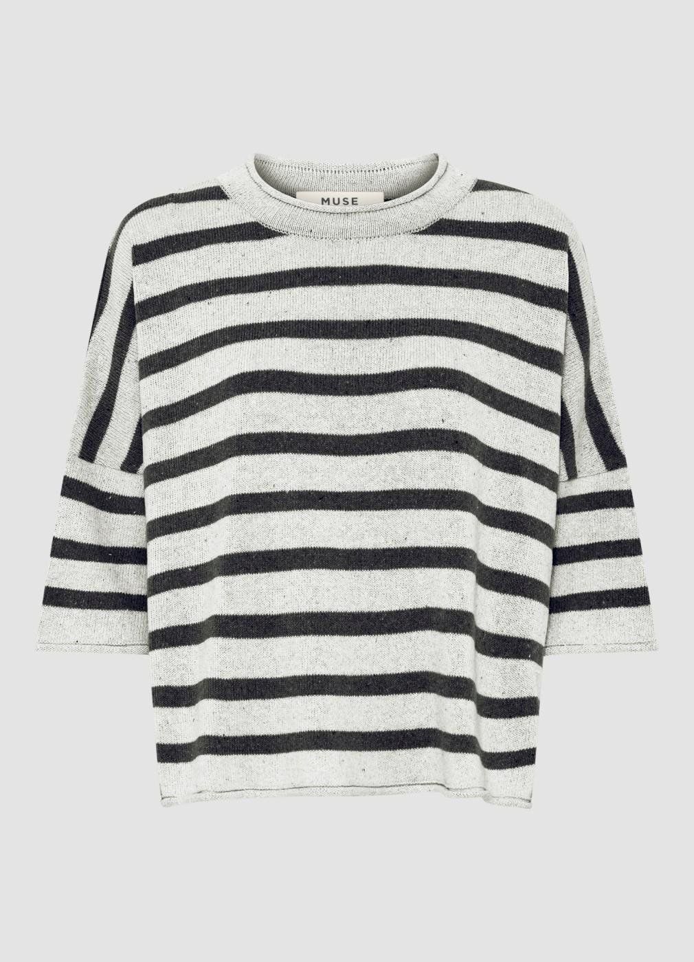 Muse Wear | Viola top - off white charcoal stripe recycled cotton - made in Bulgaria