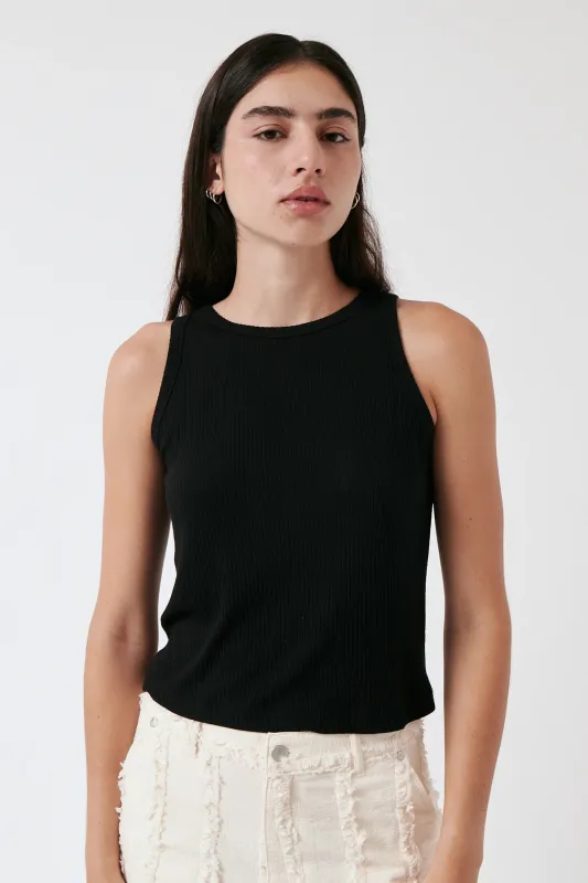 amt. Studio | Lula rib knit Tank Top black - Modal - made in Spain