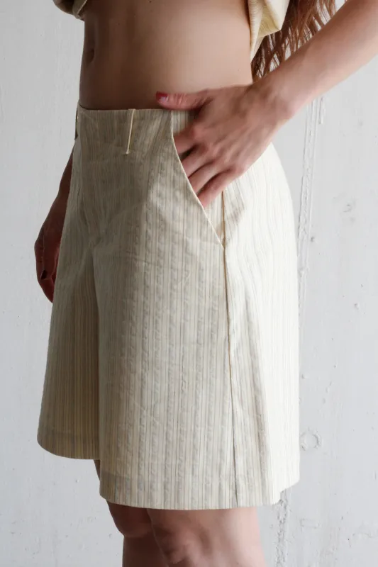 black to grey | Stage shorts butter yellow grey stripes - organic cotton - made in Spain