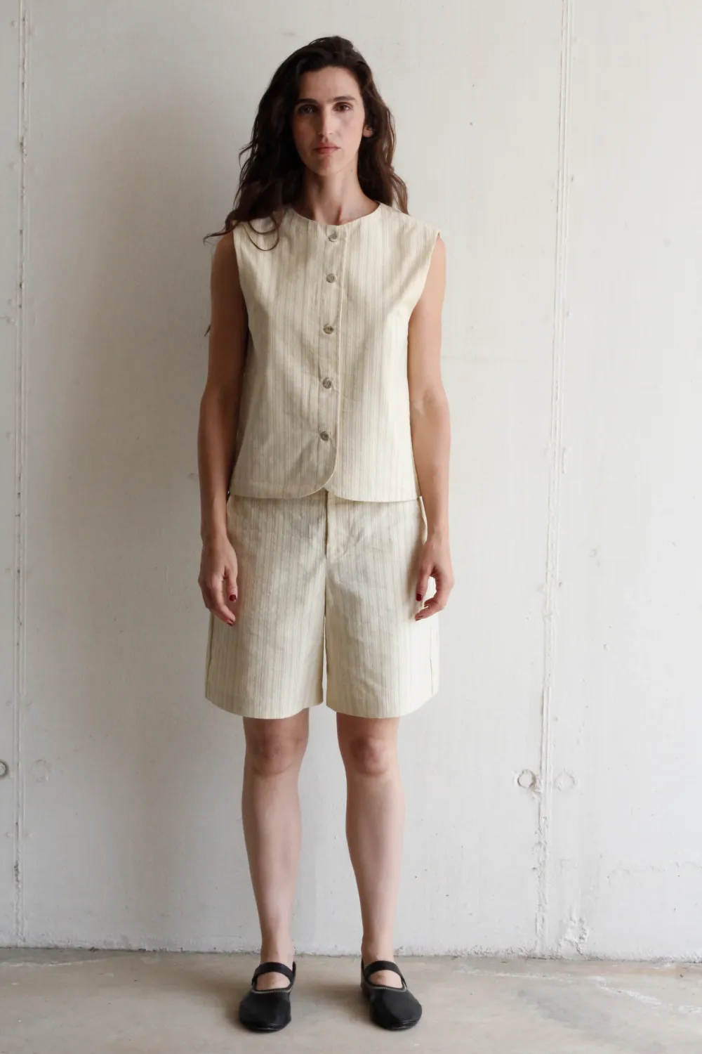 black to grey | Stage vest butter yellow grey stripes - organic cotton - made in Spain