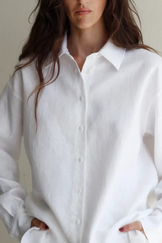 black to grey | Antibes shirt white - 100% linen - made in Spain