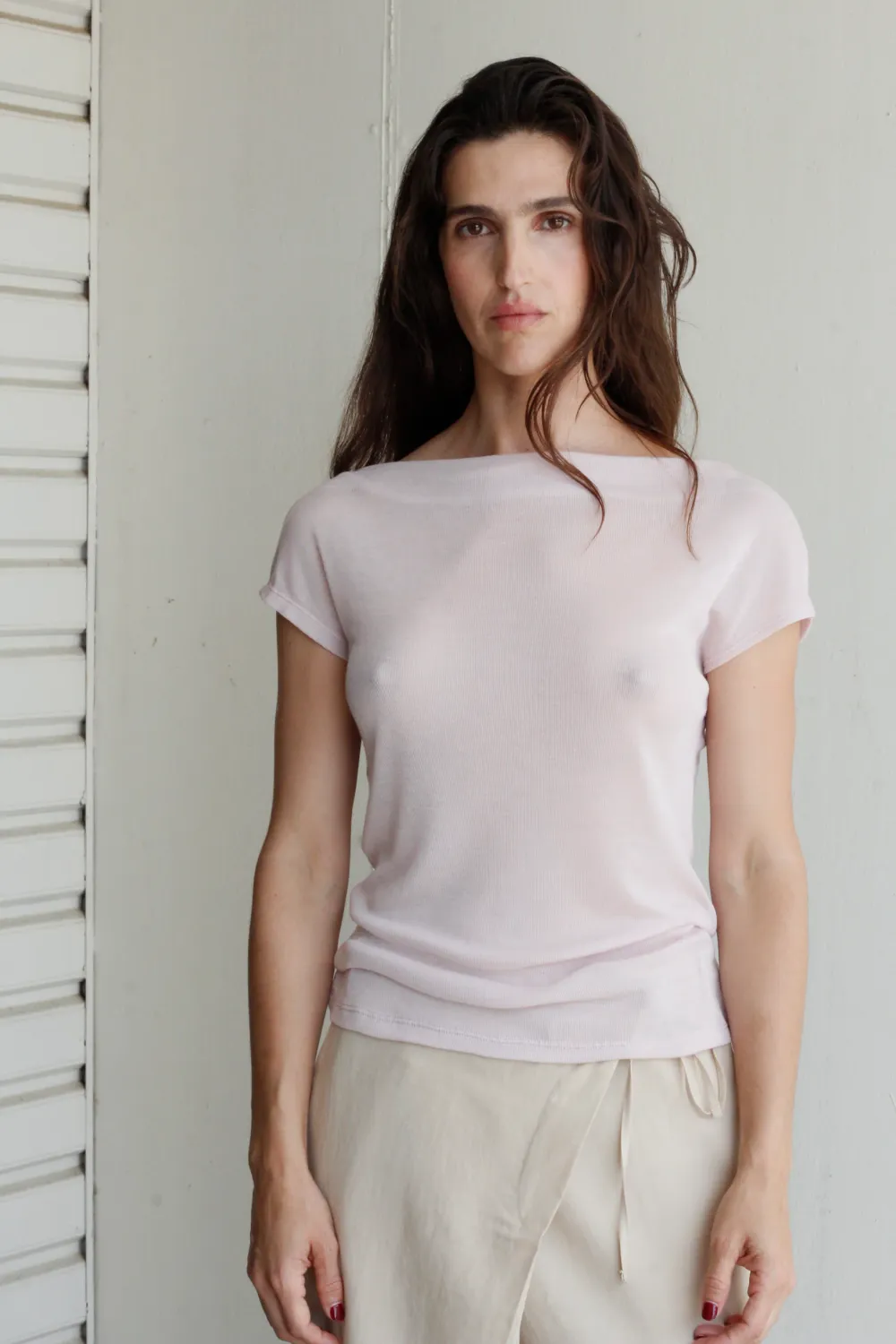 black to grey | LAST ONE in L - Iphi knit top rose - 100% renewcell - made in Spain