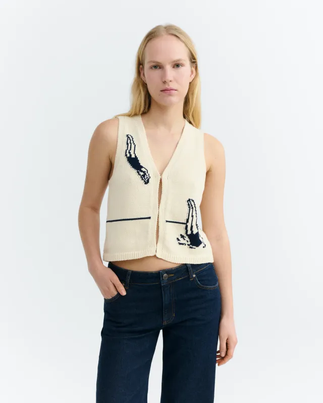 Thinking Mu | Robbie swimmers knitted vest - recycled cotton - made in Spain
