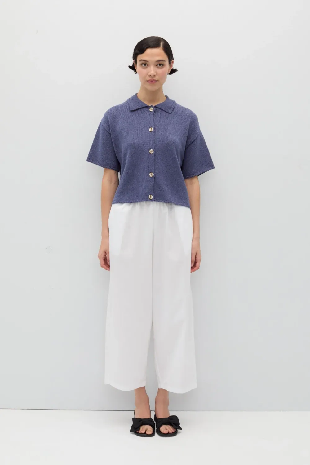 RITA ROW | Eros knit Shirt Blue - BCI Cotton Oekotex