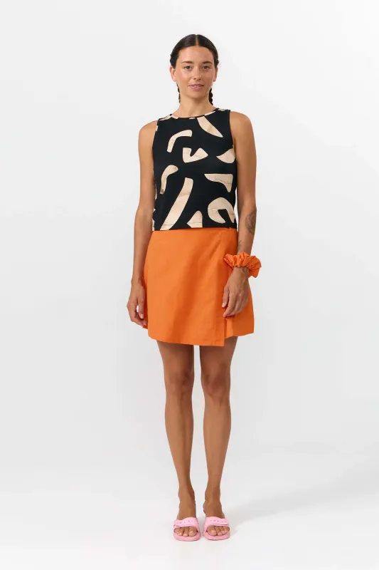 Suite13 | Polo wrap skirt orange - linen &amp; organic cotton