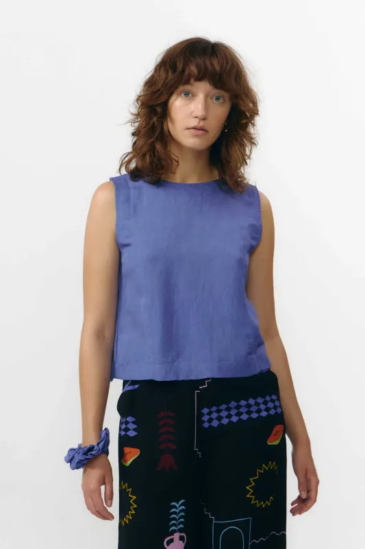 Suite13 | Fuji reversible top lavender blue - linen &amp; viscose