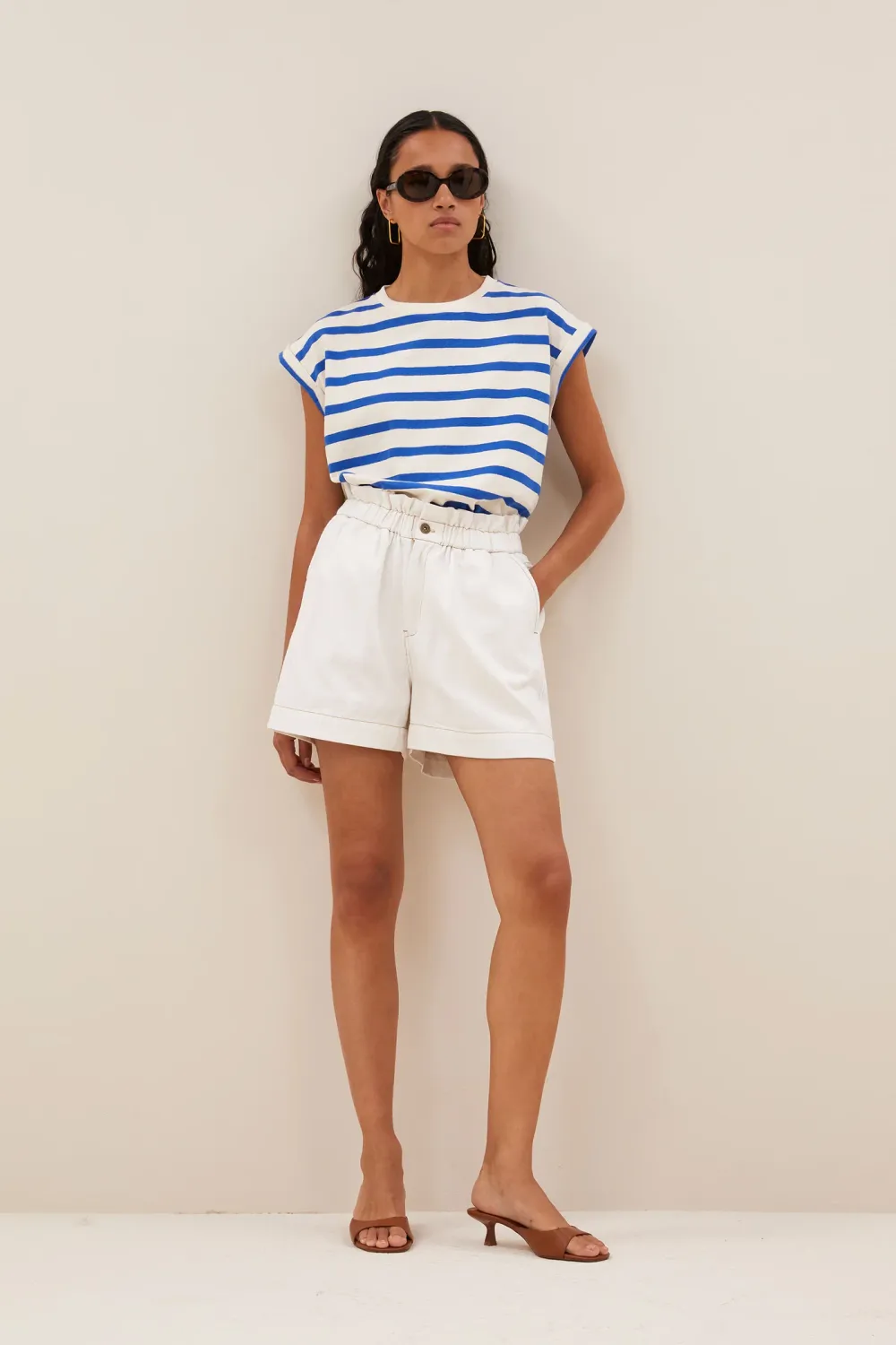 By-Bar | Leon twill shorts ecru - 100% cotton