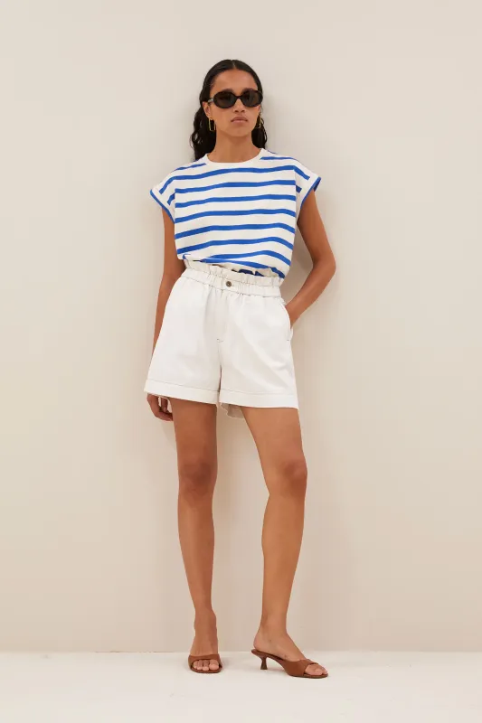 By-Bar | Leon twill shorts ecru - 100% cotton
