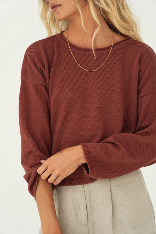Näz | LAST ONE in M - Sofie blush cotton sweater - organic &amp; recycled cotton - made in Portugal