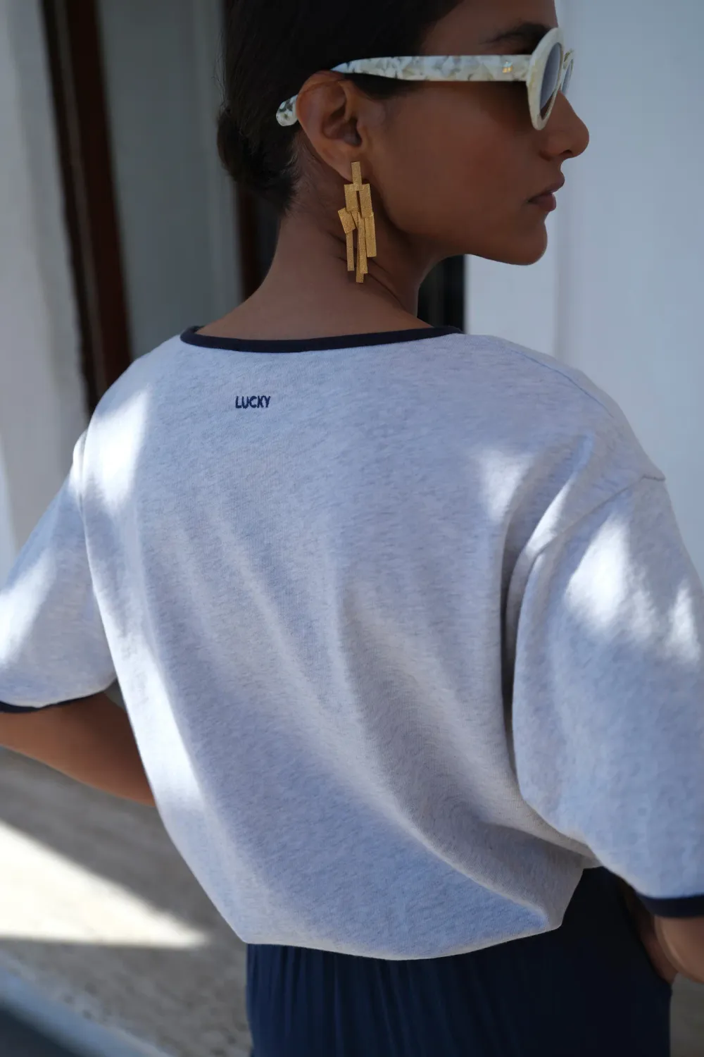 By-Bar | Nimes top lucky light grey - organic cotton - made in Portugal