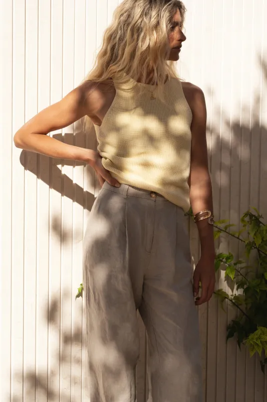 Näz | Claire yellow cotton knit top - organic &amp; recycled cotton - made in Portugal