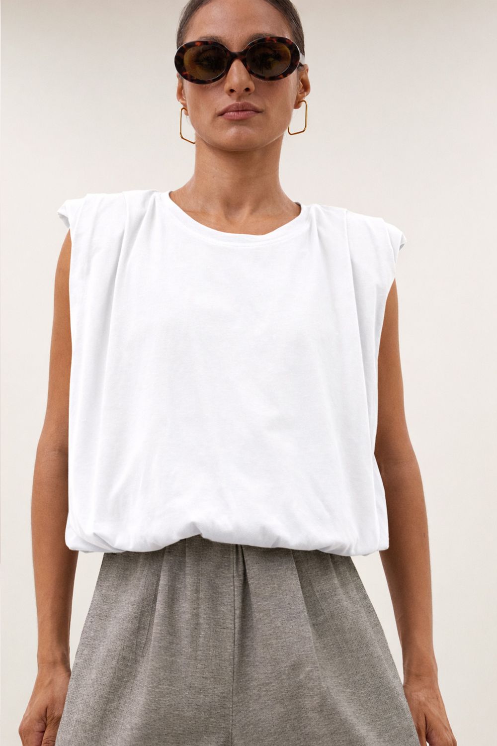 By-Bar | Nilou jersey top white - organic cotton - made in Portugal