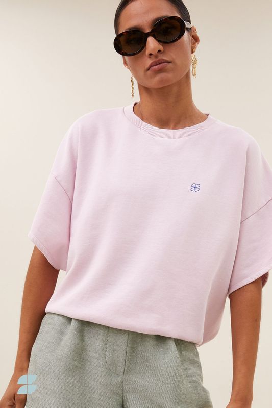 By-Bar | LAST TWO in S &amp; L - Bobbi top light pink - organic cotton - made in Portugal