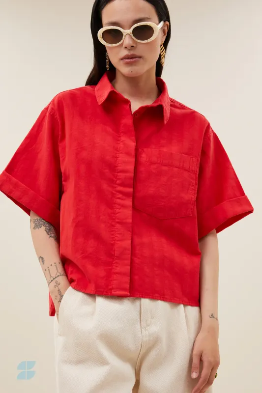 By-Bar | Novi Blouse lollipop red - organic cotton GOTS