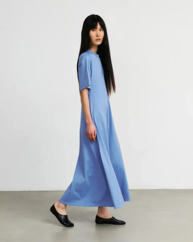 Rotholz | Long A-line dress sky blue - 100% organic cotton - made in Portugal