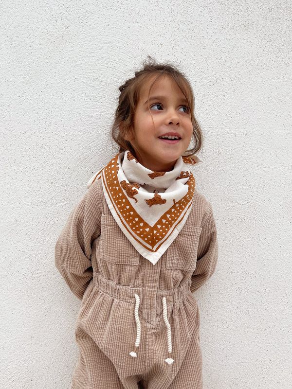 Milinane | Bandana oscar tiger milk 50x50cm - soft cotton