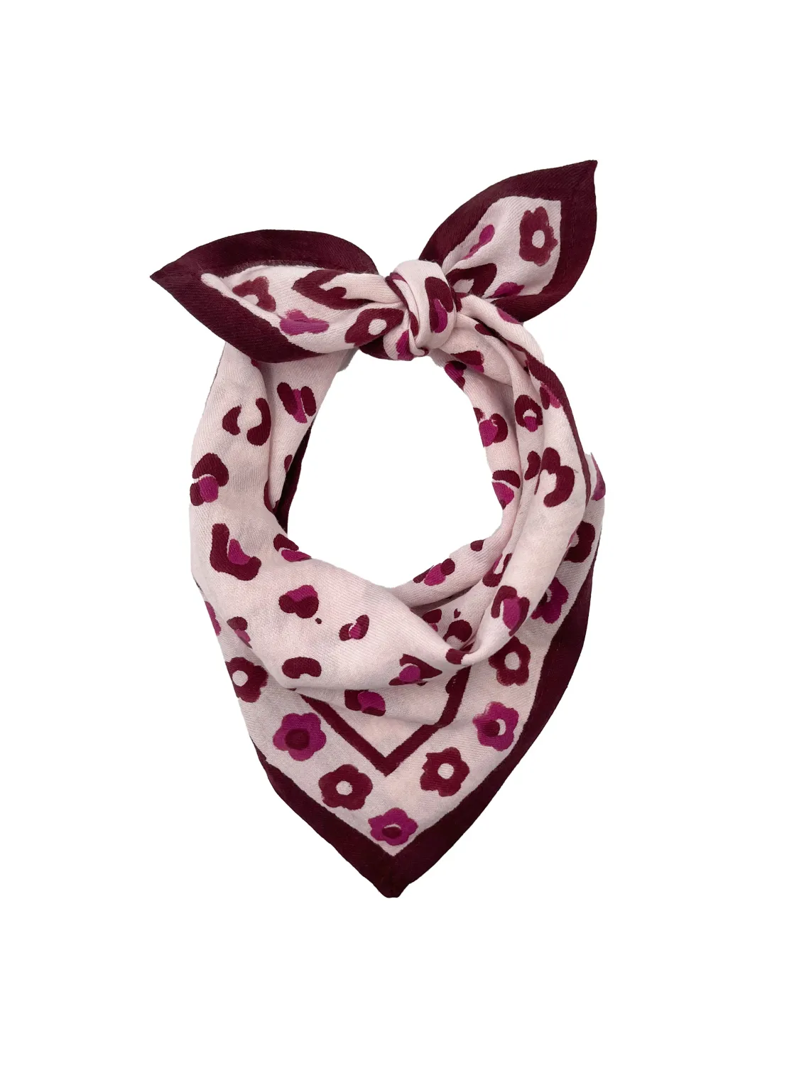 Milinane | Bandana leo flowers pink 50x50cm - soft cotton