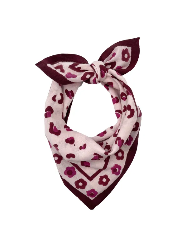 Milinane | Bandana leo flowers pink 50x50cm - soft cotton