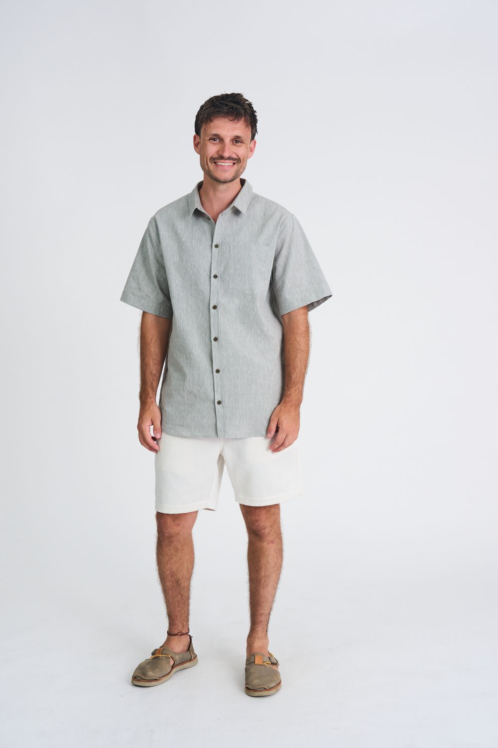 Zerum | LAST TWO in S &amp; M - Shirt Nils sage green - cotton &amp; linen