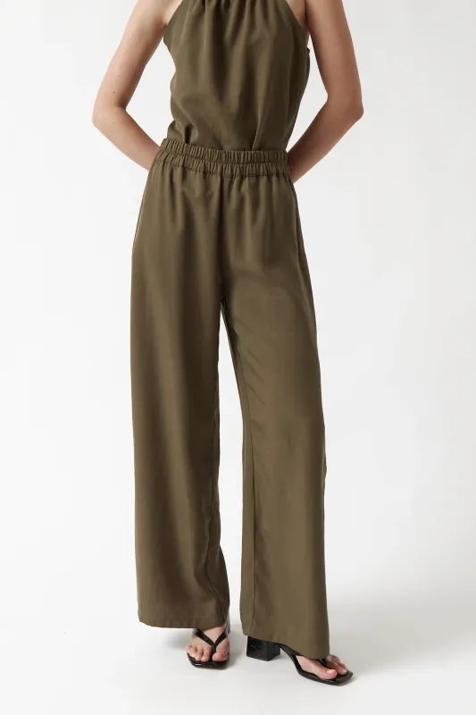 amt. Studio | LAST TWO in S &amp; L - Orchid pants olive green - tencel - made in Spain
