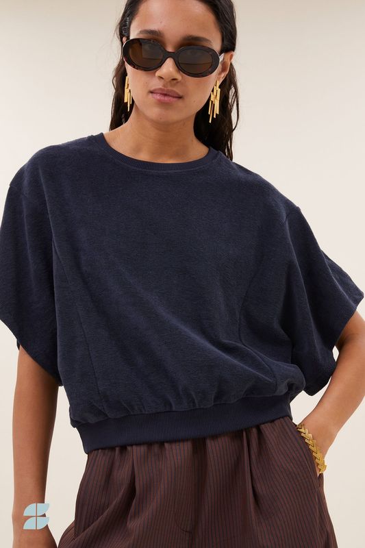 By-Bar | Nuki slub top midnight blue - organic cotton - made in Portugal
