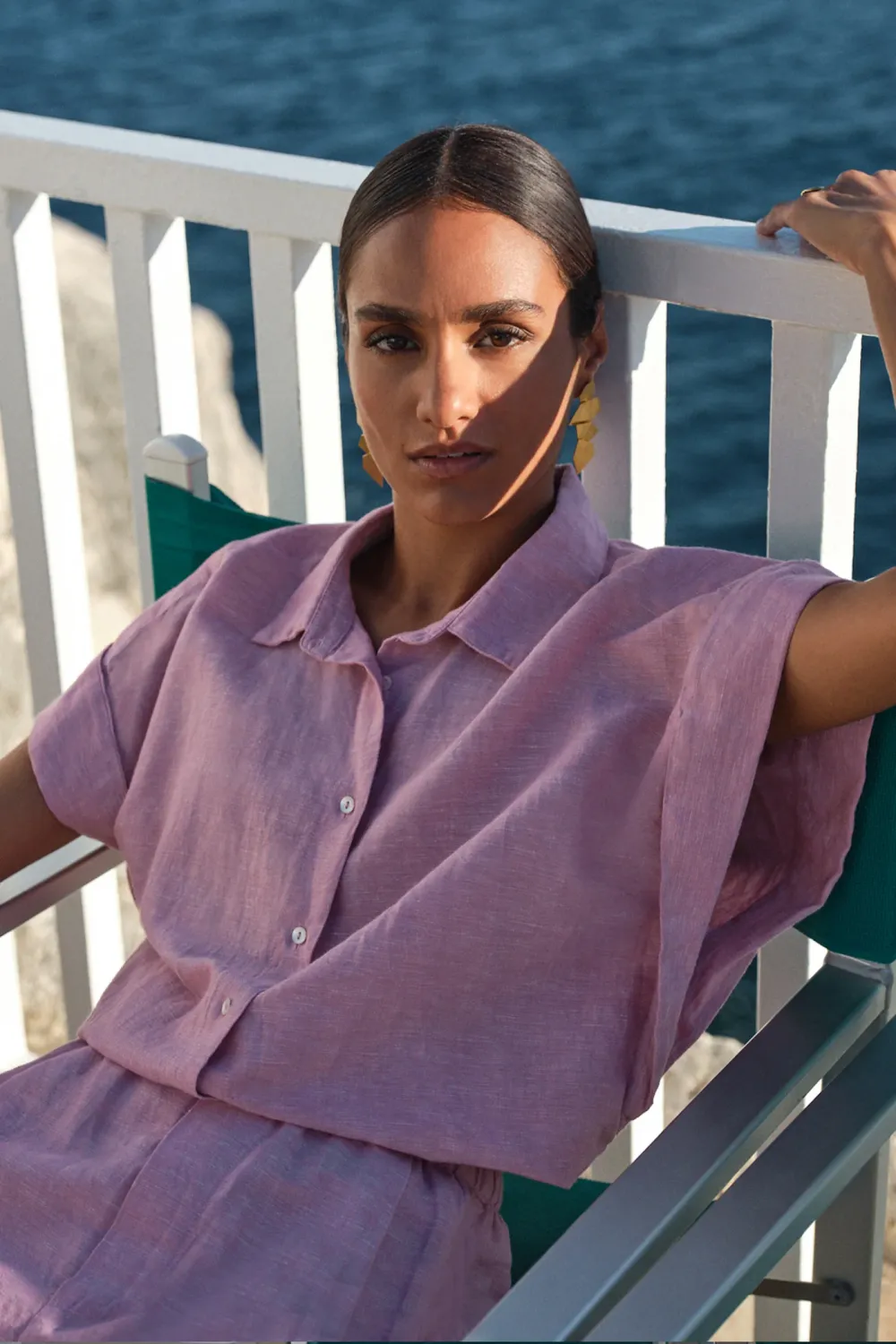 By-Bar | LAST TWO in XS &amp; S - Pixie linen blouse dusty pink - linen &amp; cotton