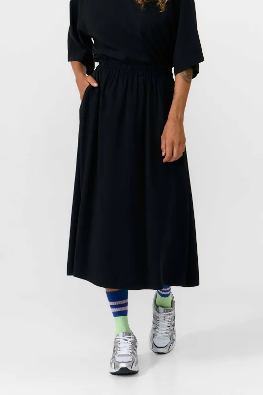 Suite13 | LAST TWO in S &amp; L - Adaja skirt black with slit - tencel modal