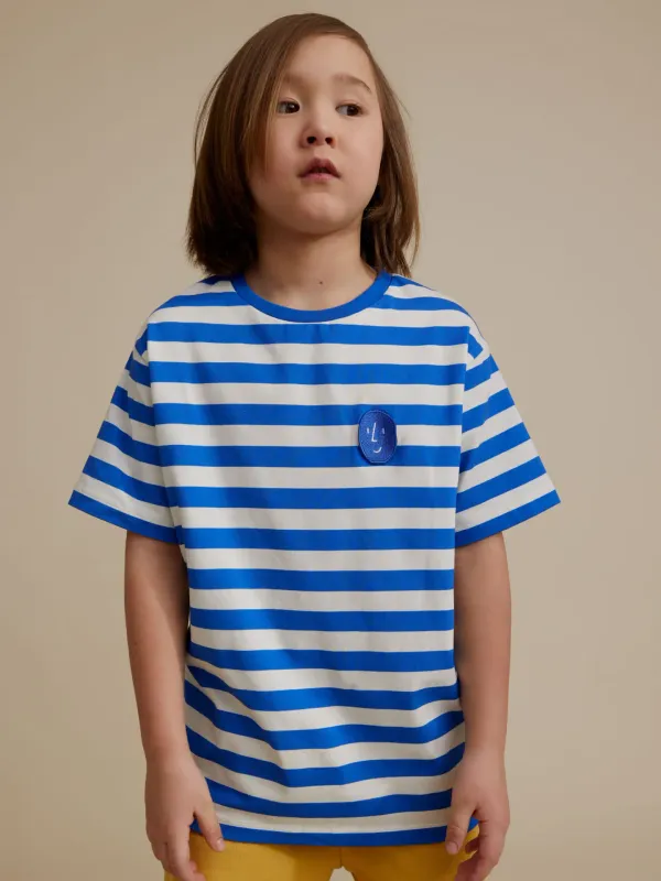 OXOX Club | Potato striped Tee blue - organic cotton - made in Lithuania