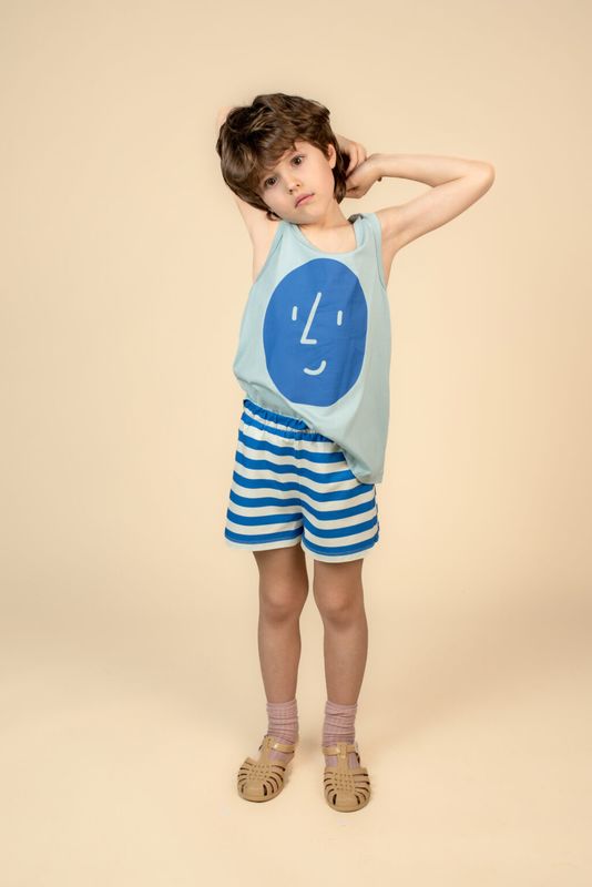 OXOX Club | Striped jersey shorts cobalt blue - organic cotton - made in Lithuania