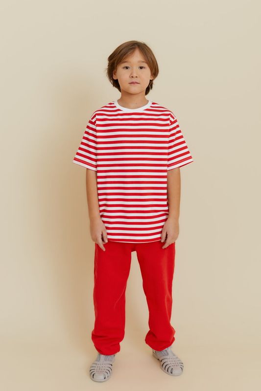 OXOX Club | Striped Tee red - organic cotton - made in Lithuania