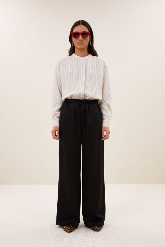 By-Bar | Pelle metalic pants black - viscose