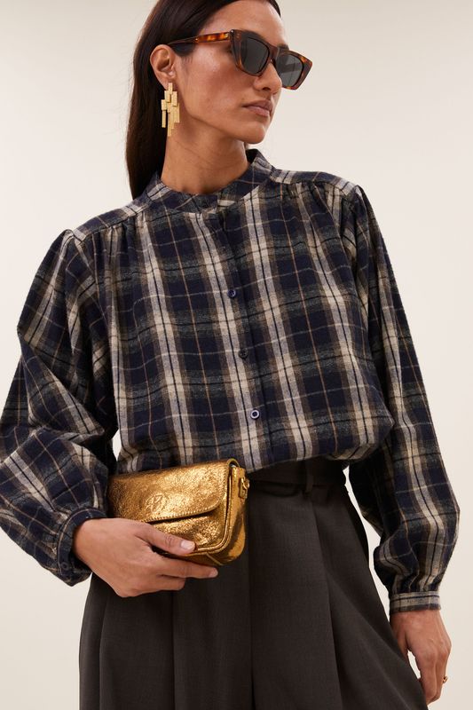 By-Bar | Jagger check soft cotton blouse - made in Italy