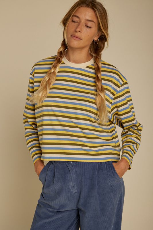 GRAINE | Long sleeved tee multi stripes - organic cotton GOTS certified - made in Portugal