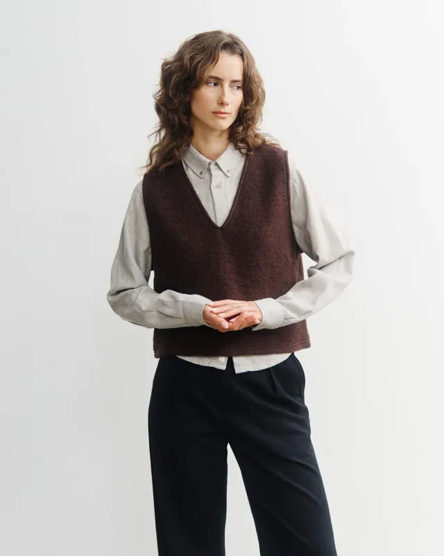 Rotholz | Cropped wool vest rosewood brown - made in Portugal
