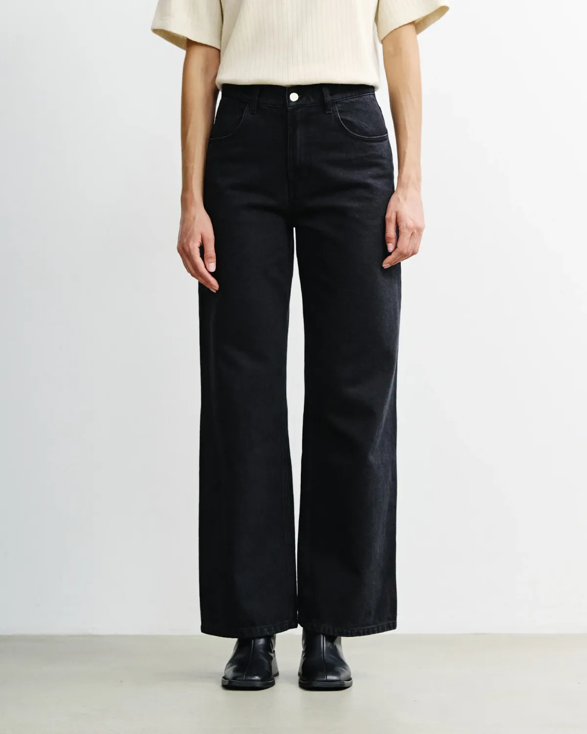 Rotholz | Flared leg jeans organic cotton - black - made in Portugal