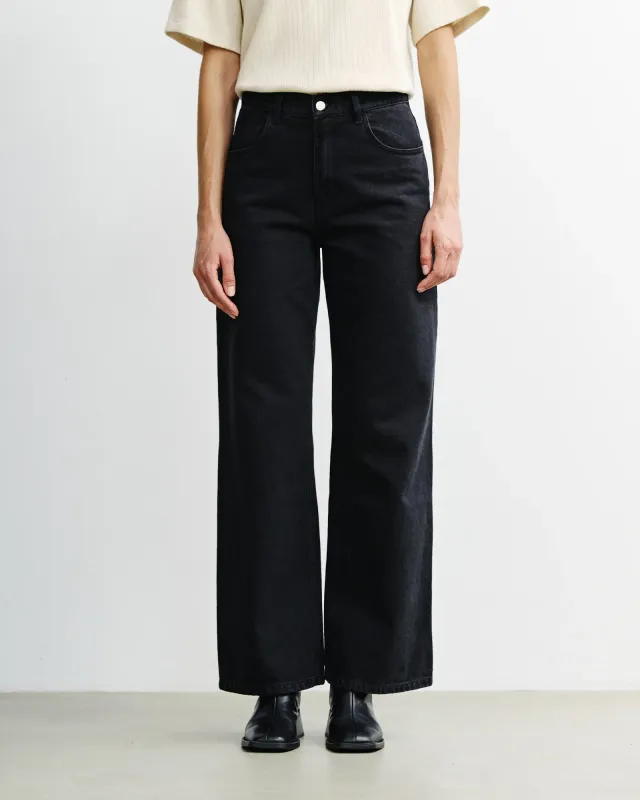 Rotholz | Flared leg jeans organic cotton - black - made in Portugal