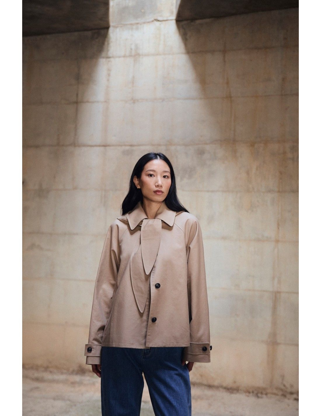 Musbombon | Short trench coat with detachable hood - beige