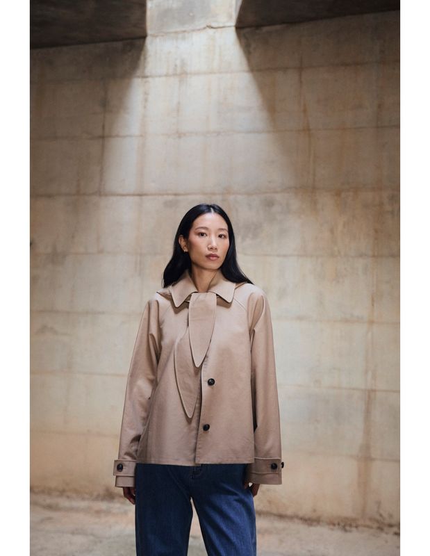 Musbombon | Short trench coat with detachable hood - beige