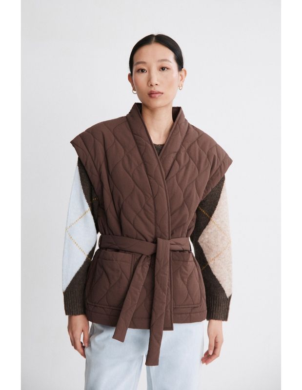 Musbombon | Sirocco padded vest with belt - chocolate