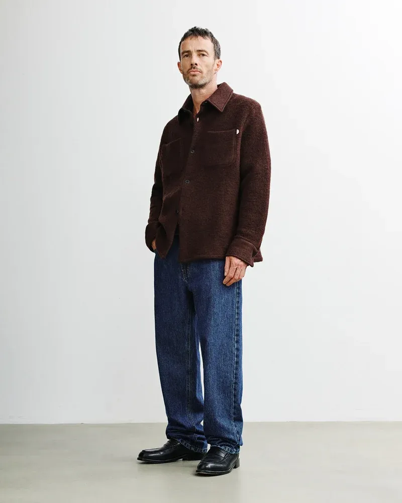 Rotholz | Overshirt wool rosewood brown - made in Portugal