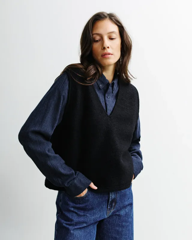 Rotholz | Cropped wool vest black - made in Portugal