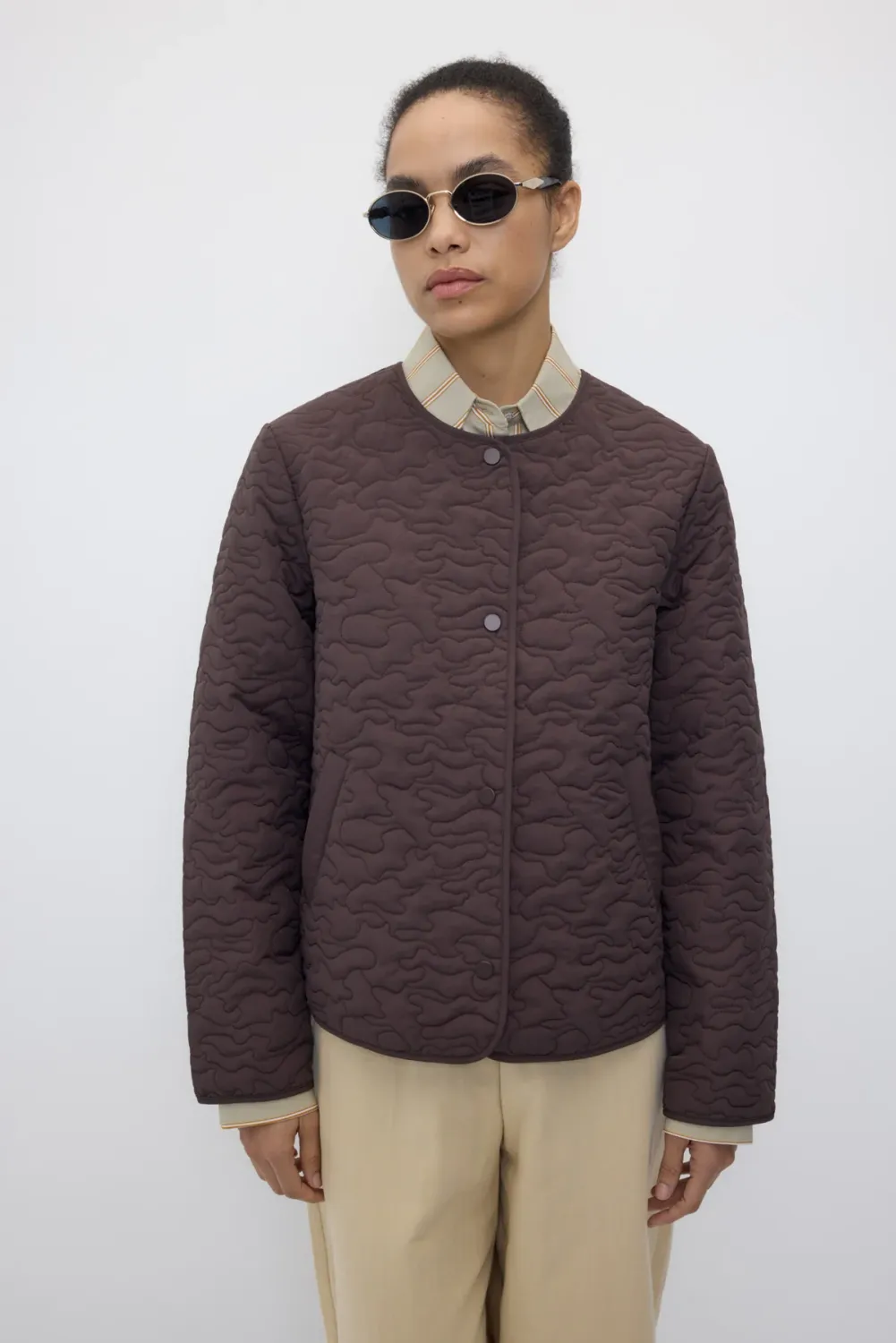 Rita Row | Amona quilted jacket brown - waterproof - made in Portugal