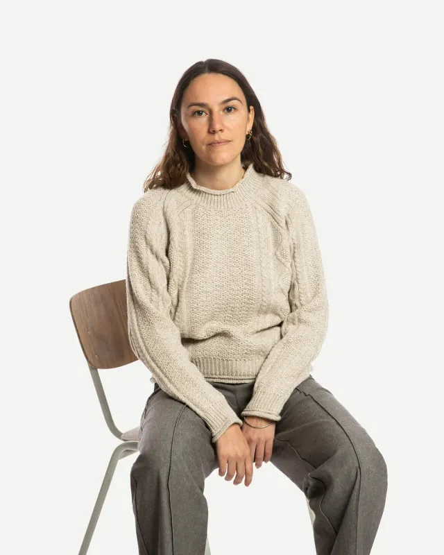 Matona | Harbour cable knit sweater salt - wool &amp; organic cotton