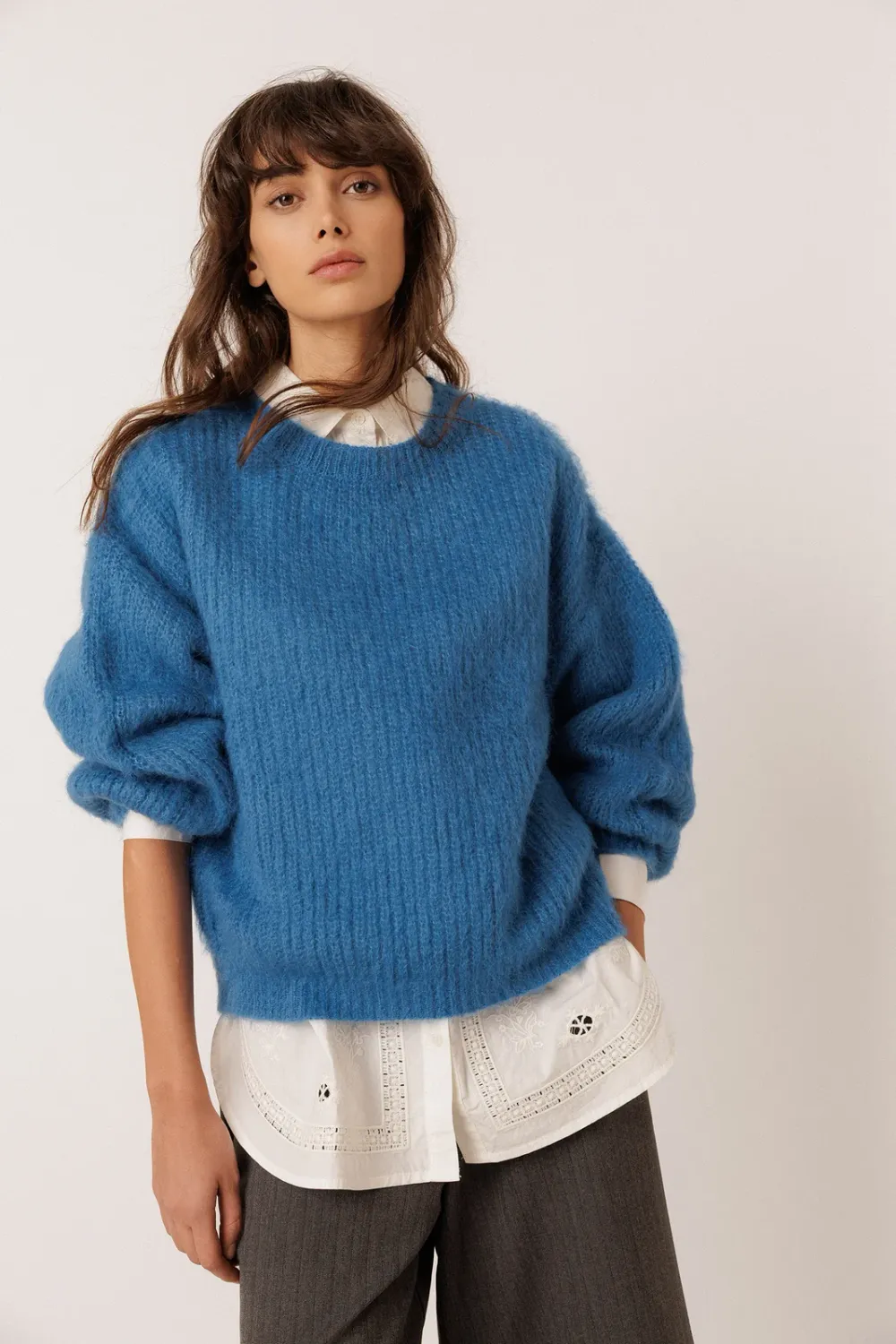 Indi &amp; Cold | Mohair wool knit sweater blue - made in Italy