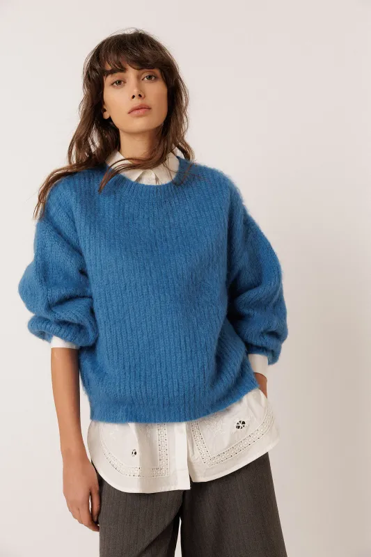 Indi &amp; Cold | Mohair wool knit sweater blue - made in Italy