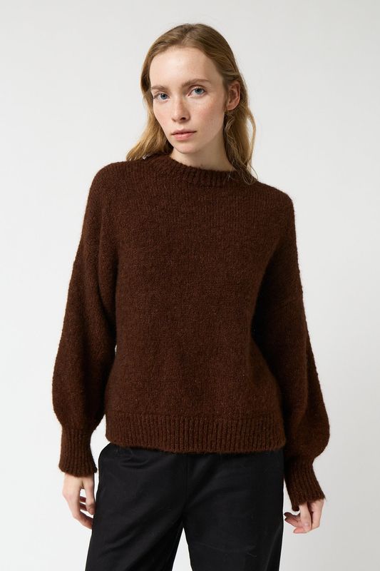 amt. Studio | Praline wool sweater fine alpaca &amp; organic cotton - brown - made in Spain