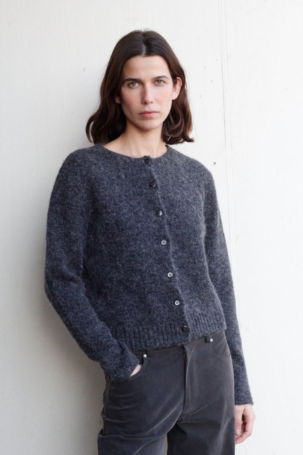black to grey | Rays cardigan anthracite grey - alpaca wool - made in Spain
