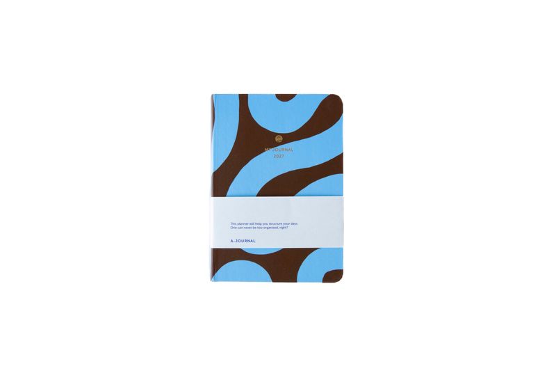 A-journal | A6 pocket Journal Diary 2027 - Brown and blue - with weekly overviews
