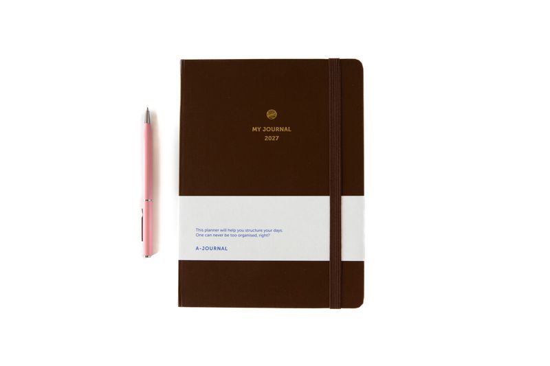 A-journal | My Journal Diary 2027 - Chocolate brown - with weekly overviews