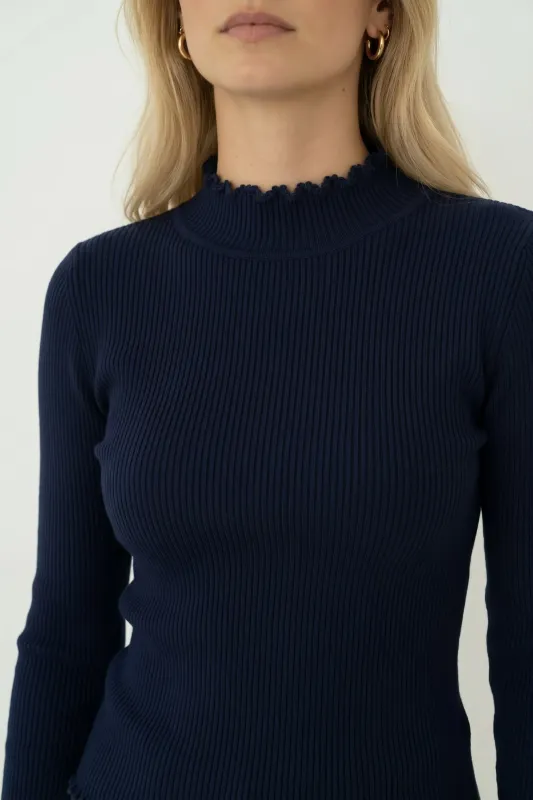 Näz | Ava turtleneck navy blue - 100% organic cotton - made in Portugal